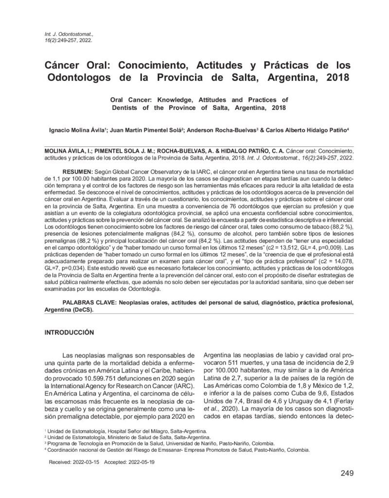 thumbnail of Conocimiento de cancer oral