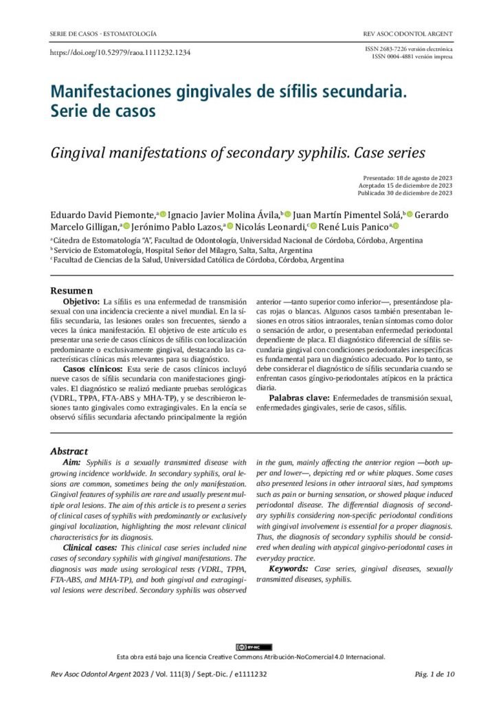 thumbnail of Manifestaciones gingivales de sifilis