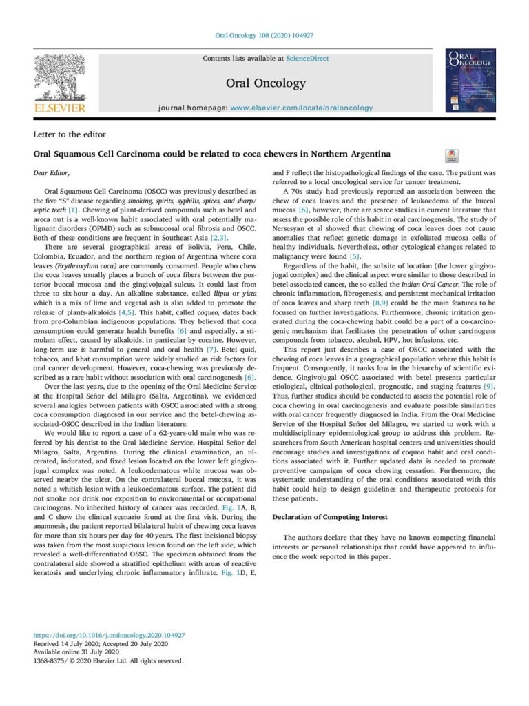 thumbnail of Oral oncology