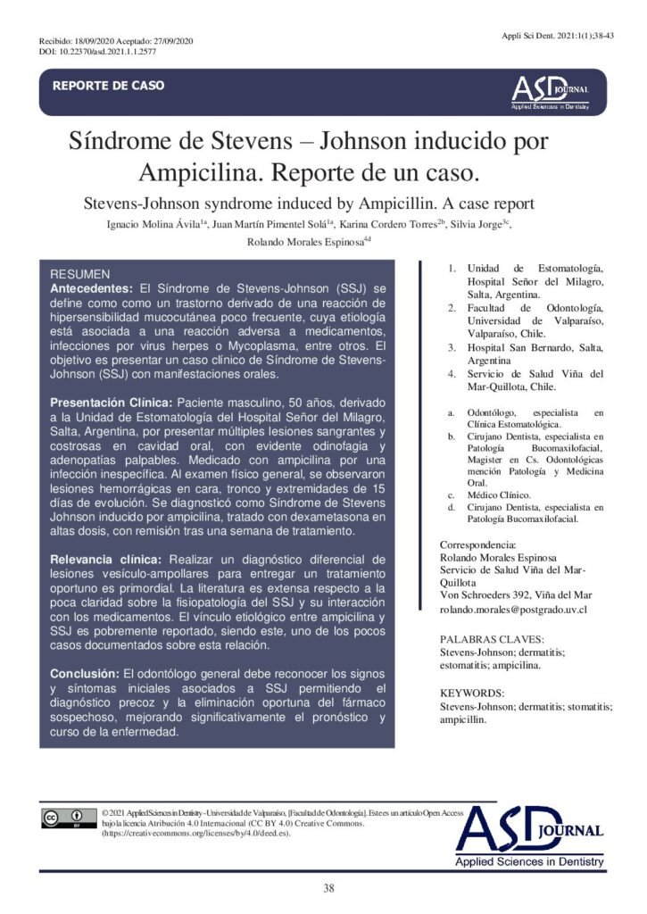 thumbnail of Síndrome de Stevens – Johnson inducido por
